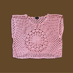 Pink Crochet Boxy Top